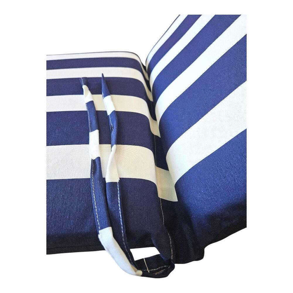 NEW Turquoise Sun Nautical Navy Stripe Patio Chair Cushion (Size: 20"x23") 2 Pad - Picture 5 of 6